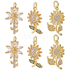 12Pcs 3 Style Brass Micro Pave Cubic Zirconia Pendants KK-BBC0002-98-1