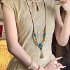 Alloy & Porcelain Beaded Barrel Tassel Pendant Long Bib Necklaces for Women WG23FEE-03-2