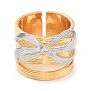 Brass Bowknot Open Cuff Ring RJEW-C102-18GP-2