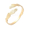 Leaf 304 Stainless Steel Cuff Bangles for Women BJEW-U032-09G-2