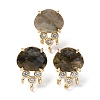 Brass Micro Pave Cubic Zirconia Stud Earring Findings with Natural Labradorite KK-Z096-05G-05-1