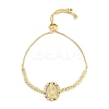 Virgin Mary Theme Brass Micro Pave Cubic Zirconia Slider Bracelets for Women BJEW-U013-02G-03-1