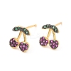 Colorful Cubic Zirconia Cherry Stud Earrings EJEW-F281-17G-2