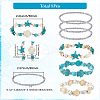 8Pcs Turtle & Starfish Synthetic Turquoise Beaded Stretch Bracelet BJEW-SC0001-46-2