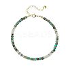 Bohemian Style Synthetic Malachite & Natural Howlite & Brass Column & Rondelle Bead Anklets FS-WG8FF45-04-1