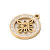 Preserved Fresh Flower 304 Stainless Steel Rhinestone Pendants STAS-S139-01G-09-2