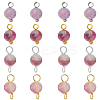 16Pcs 4 Styles October Birthstone Natural Plum Blossom Tourmaline Pendant and Connector Charms PALLOY-SW00115-1