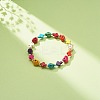 Synthetic Turquoise(Dyed) Cross & Skull Beaded Stretch Bracelet BJEW-JB08452-4