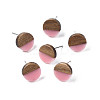 Opaque Resin & Walnut Wood Stud Earrings EJEW-N017-008-B04-1