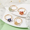 4Pcs 4 Style Natural Mixed Gemstone Star Finger Rings RJEW-TA00086-2