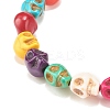 Synthetic Turquoise(Dyed) Skull Stretch Bracelet BJEW-JB08071-01-4