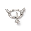 Rack Plating Brass Micro Pave Clear Cubic Zirconia Fold Over Clasps KK-A222-08P-1