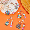 5Pcs 5 Colors Teachers' Day Wooden Keychains AJEW-SP0001-41B-4