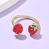 Brass with Enamel Cuff Open Rings for Women RJEW-Q019-01A-G-2