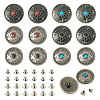 12 Sets 6 Style Flat Round Alloy Coin Screwback Rivets FIND-TA0004-02-1