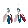 Flower & Feather Alloy Chandelier Earrings EJEW-G426-04AS-4