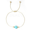 Adjustable Rainbow Dyed Shell Cross Braided Bead Bracelets for Women DZ6787-2-1