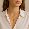2Pcs 2 Colors 304 Stainless Steel Rectangle Pendant Slider Lariat Necklaces for Women NJEW-HY0001-22-5