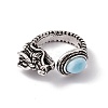 Dragon Head Natural Larimar Cuff Rings RJEW-G273-03AS-01-2