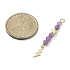 3Pcs 3 Styles Natural Amethyst Faceted Round Beaded Pendants PALLOY-JF03604-04-3