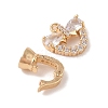 Golden Brass Micro Pave Cubic Zirconia Fold Over Clasps KK-B100-037G-01-2