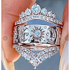 3Pcs Brass Micro Pave Clear Cubic Zirconia Finger Rings for Women FS-WGDAF26-08-1