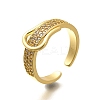 Rack Plating Brass Micro Pave Clear Cubic Zirconia Cuff Finger Rings for Women RJEW-M028-30G-02-2