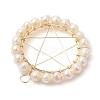 Natural Cultured Freshwater Pearl Round Beaded Ring Pendants PALLOY-JF02616-01-3