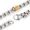 304 Stainless Steel Box Chain Necklaces for Women LS-NJEW-G140-03GP-3