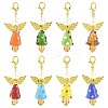 8Pcs Christmas Angel Handmade Lampwork & ABS Plastic Imitation Pearl Pendant Decorations HJEW-FS00065-1