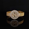 Brass Micro Pave Clear Cubic Zirconia Bangles for Women FS-WGA7409-35-1