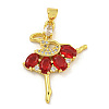 Rack Plating Brass Micro Pave Cubic Zirconia Pendants KK-G513-94G-01-1