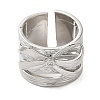 Brass Micro Pave Cubic Zirconia Bowknot Open Cuff Wide Rings for Women RJEW-B057-03P-2