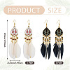 2 Pairs 2 Colors Bohemian Alloy Feather Dangle Earrings EJEW-TA0001-78B-3