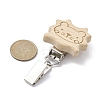 Iron ID Card Clips with Wood Animal JEWB-BR00127-02-3