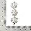 Brass Pave Clear Cubic Zirconia Three Flower Links Connector Charms KK-P277-61P-3