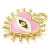 Rack Plating Brass Micro Pave Clear Cubic Zirconia with Enamel Pendants KK-G515-14G-3