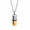 Medical Theme Pill Shape 304 Stainless Steel Pendant Necklaces with Cable Chains JS1441-1-1