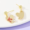 Brass Micro Pave Clear Cubic Zirconia Heart Dangle Stud Earrings EJEW-S277-12G-4