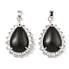 Natural Obsidian & Rhinestone Pendants G-K338-31P-10-1