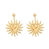 Sun with Heart 304 Stainless Steel Dangle Stud Earrings EJEW-K323-01G-3