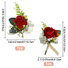 2Pcs 2 Style Silk Cloth Imitation Rose Corsage Boutonniere AJEW-CP0001-61C-2