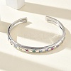 Brass Micro Pave Cubic Zirconia Cuff Bangles for Women BJEW-A172-02P-1