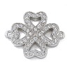 Rack Plating Brass Micro Pave Clear Cubic Zirconia Clover Connector Charms KK-A234-042P-1