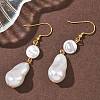 Electroplated 304 Stainless Steel Imitation Pearl Nuggets Dangle Earrings EJEW-Z129-08G-2