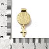 Brass Pave Natural White Shell Flat Round with Cross Pendants KK-C090-40G-05-3