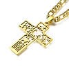 304 Stainless Steel Christian Cross Pendant Cuban Link Chain Necklaces STAS-D196-07G-2