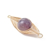 Natural Banded Agate(Dyed & Heated) Horse Eye Links Connector Charms PALLOY-JF04949-4