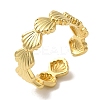 Shell Shape Rack Plating Brass Open Cuff Finger Rings for Women RJEW-L123-004G-1