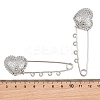 Hammered Heart 304 Stainless Steel Safety Pins Brooch Findings SA-CBA098D-15D-P04-3